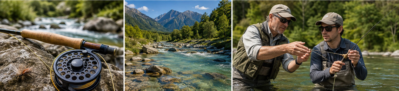 Moniteur de pêche à la mouche dans les Pyrénées Moniteur de pêche à la mouche dans les Pyrénées